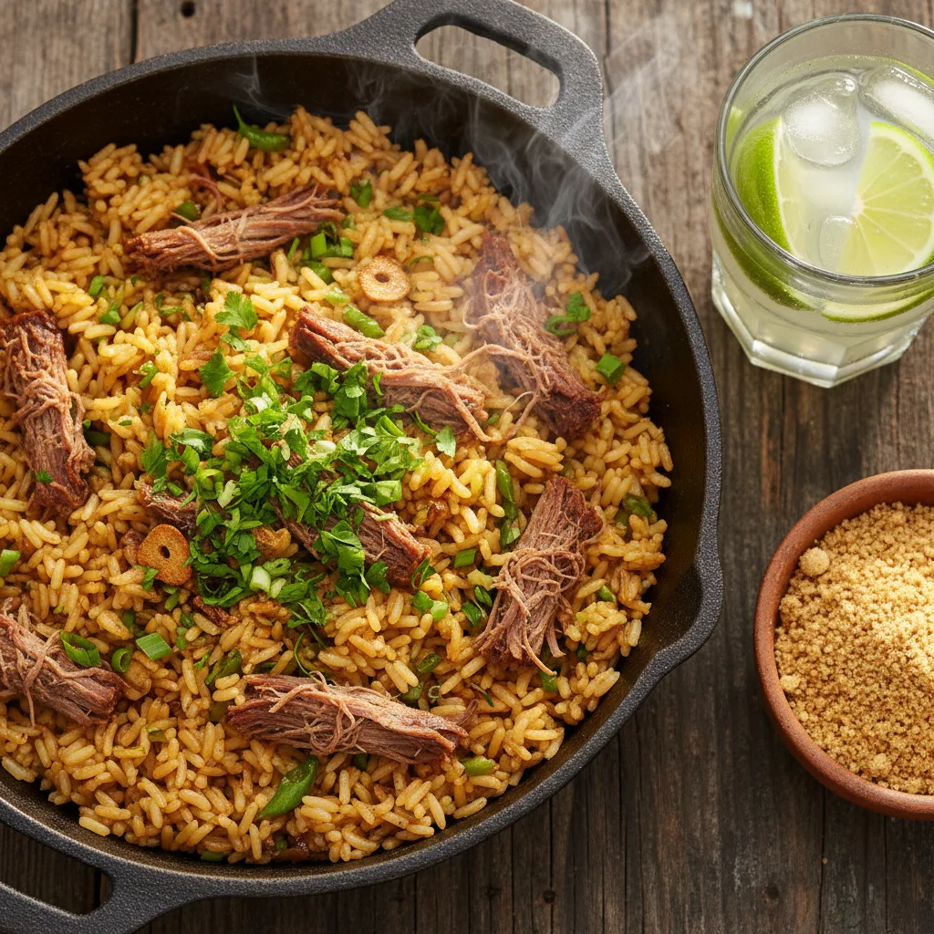 Arroz Carreteiro Tradicional com Carne de Sol e Alho