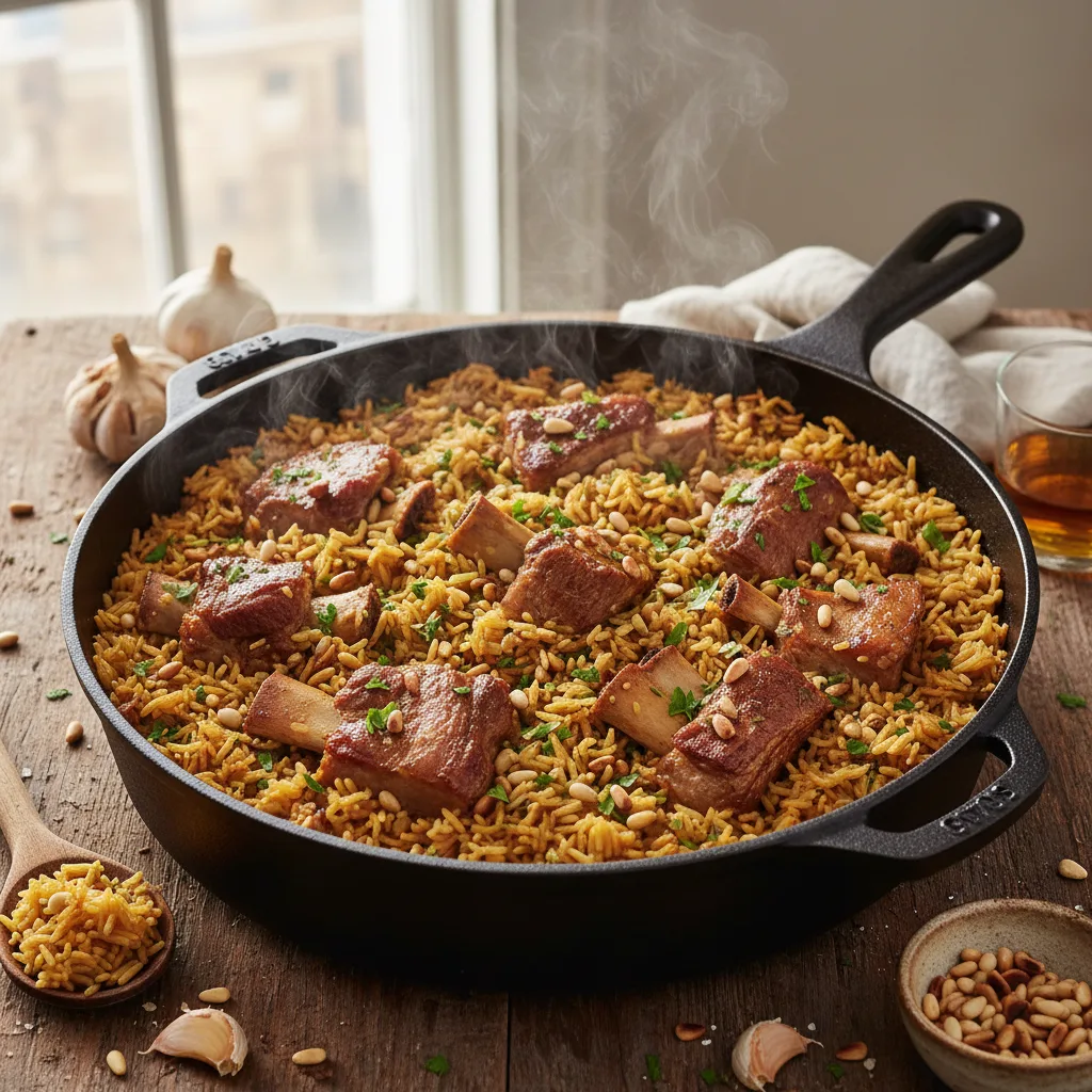 Arroz de Costelinha com Pinhão e Salsa