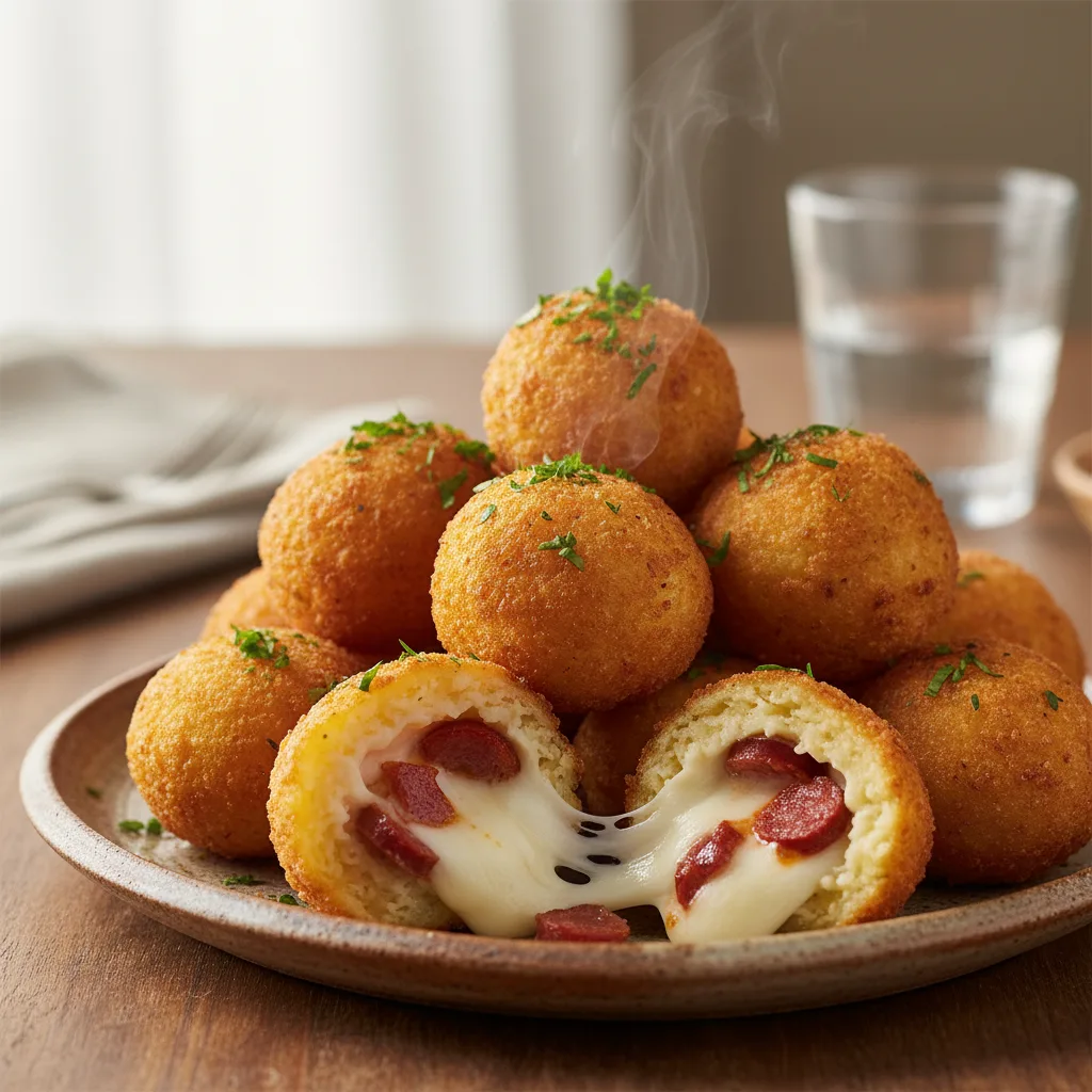Bolinho de Batata com Chorizo e Queijo: Crocante e Cremoso