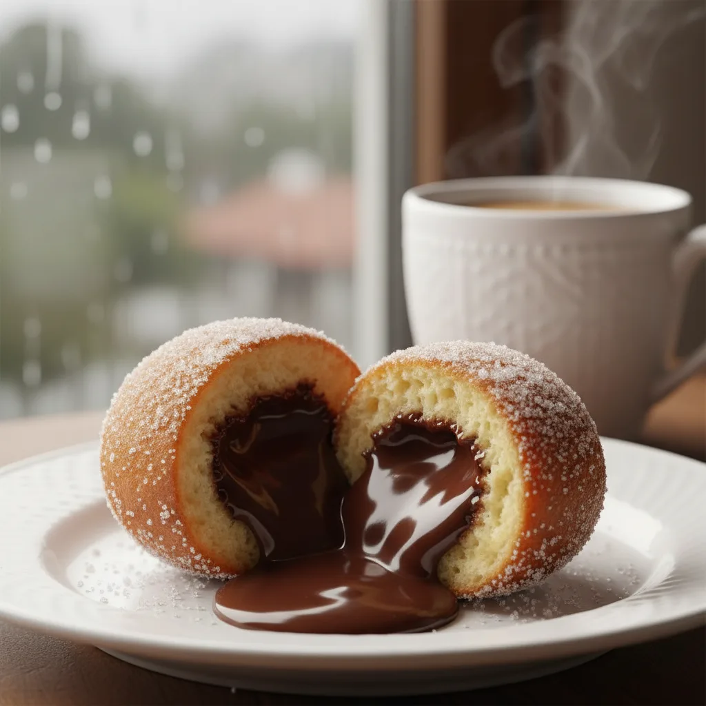Bolinho de Chuva com Recheio de Brigadeiro de Café