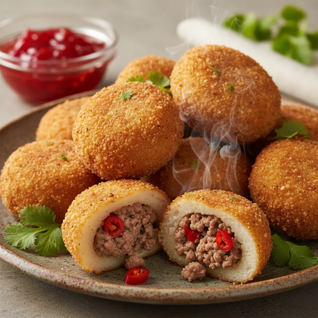 Bolinho de Tapioca com Carne Moída Picante