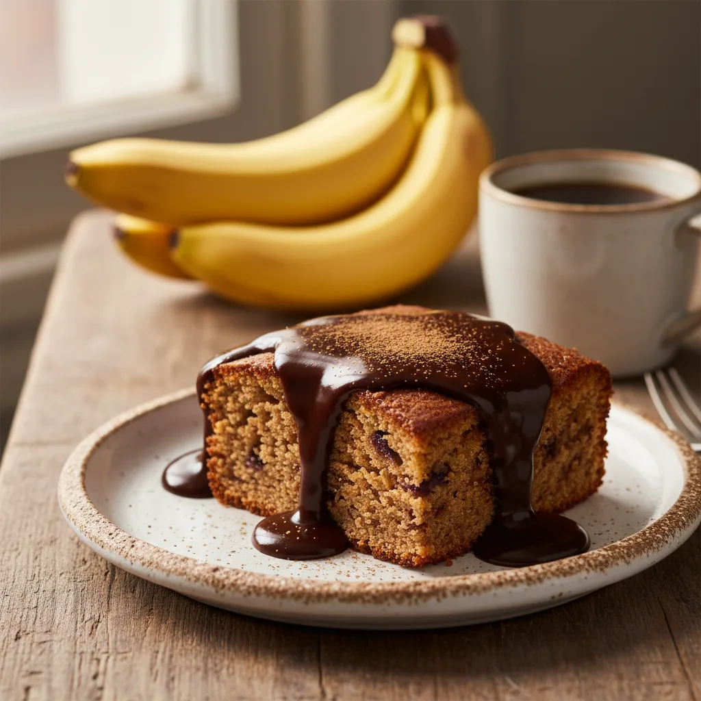 Bolo de Banana com Calda de Chocolate e Canela: Fofinho e Fácil
