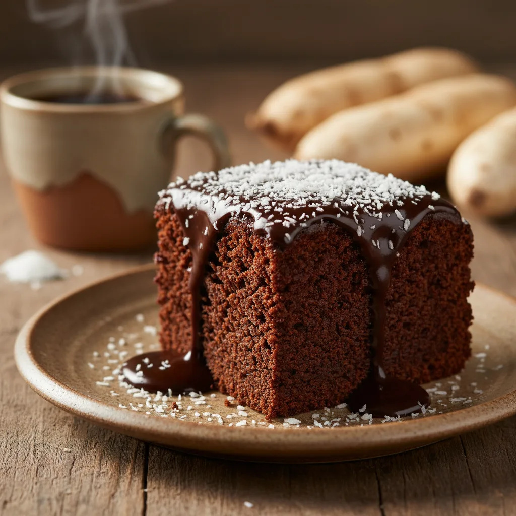 Bolo de Mandioca com Chocolate e Coco