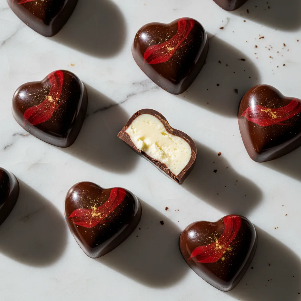 Bombons Brilhantes de Chocolate com Ganache de Café e Rum
