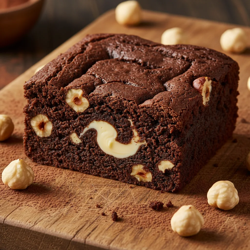 Brownie de Avelã com Recheio de Chocolate Branco Cremoso