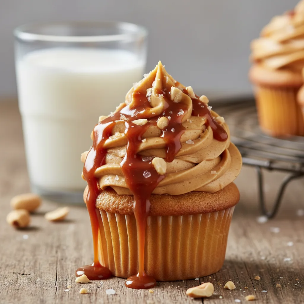 Cupcake de Caramelo com Cobertura Cremosa de Amendoim