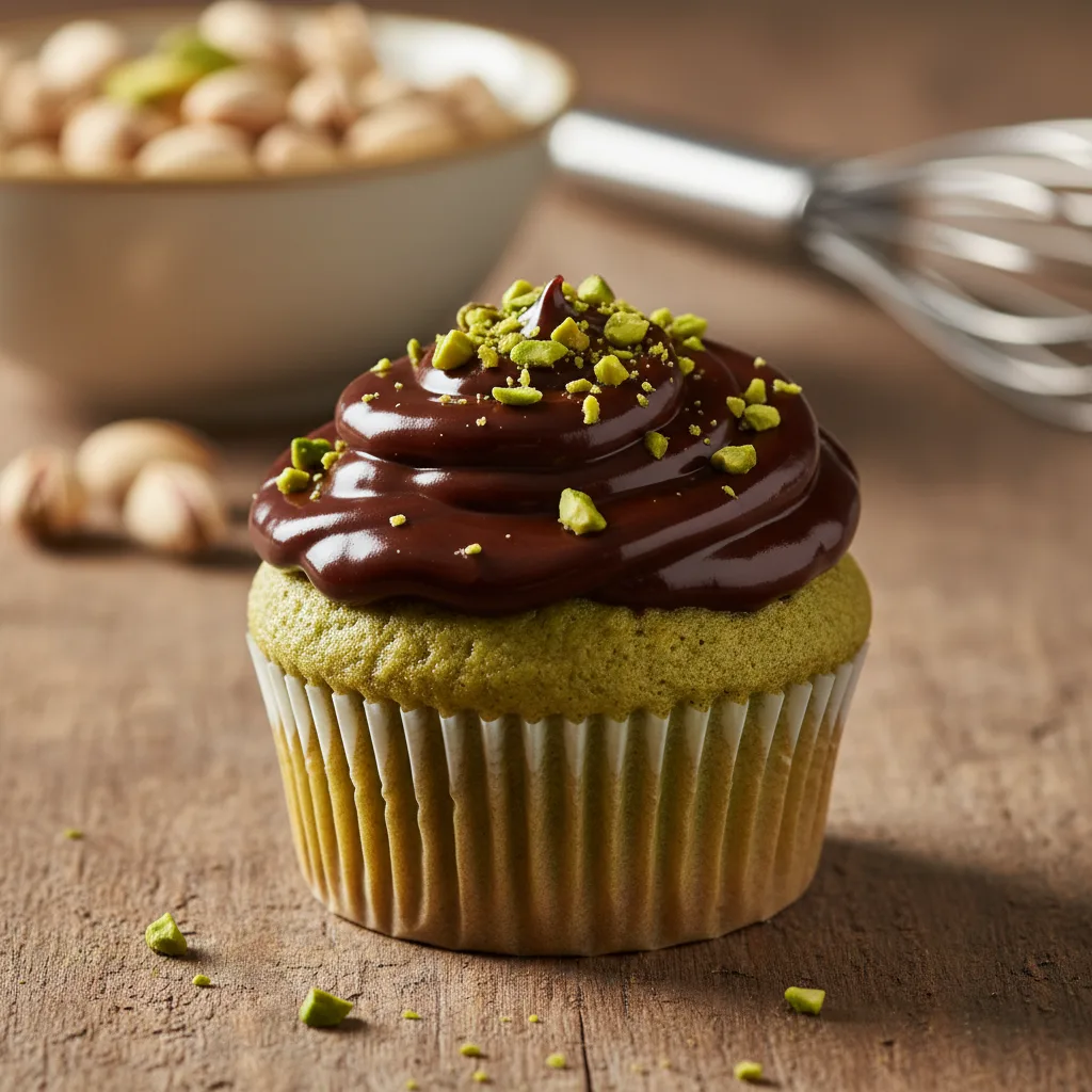 Cupcakes de Pistache com Ganache Cremosa de Chocolate