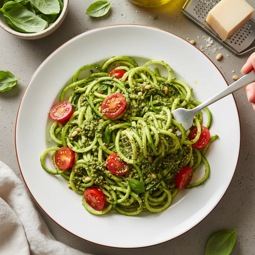Espaguete de Abobrinha com Molho Pesto: Leveza e Sabor em 15 Minutos