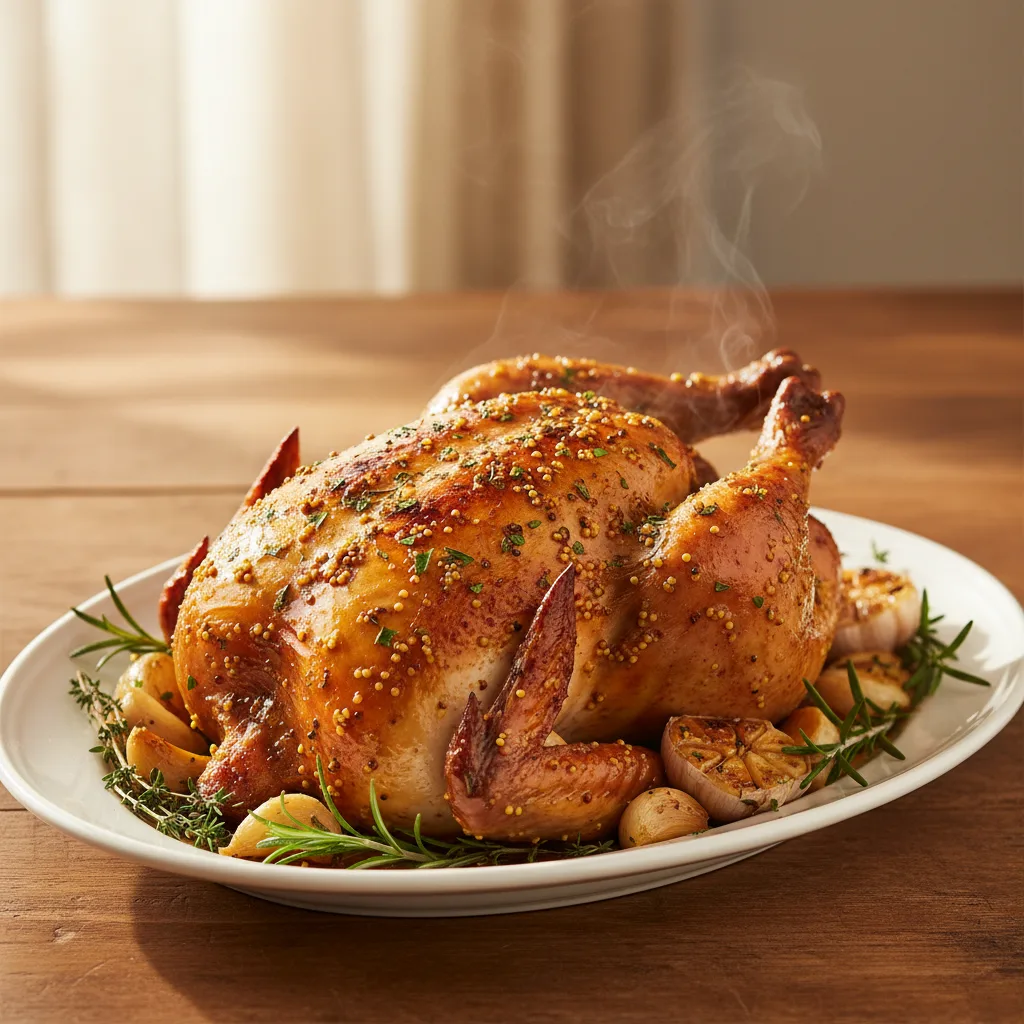 Frango Assado com Alho e Mostarda (Suculento e Crocante)