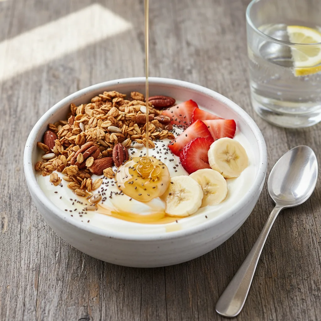 Iogurte com Granola, Frutas e Whey: Energia em 5 Minutos