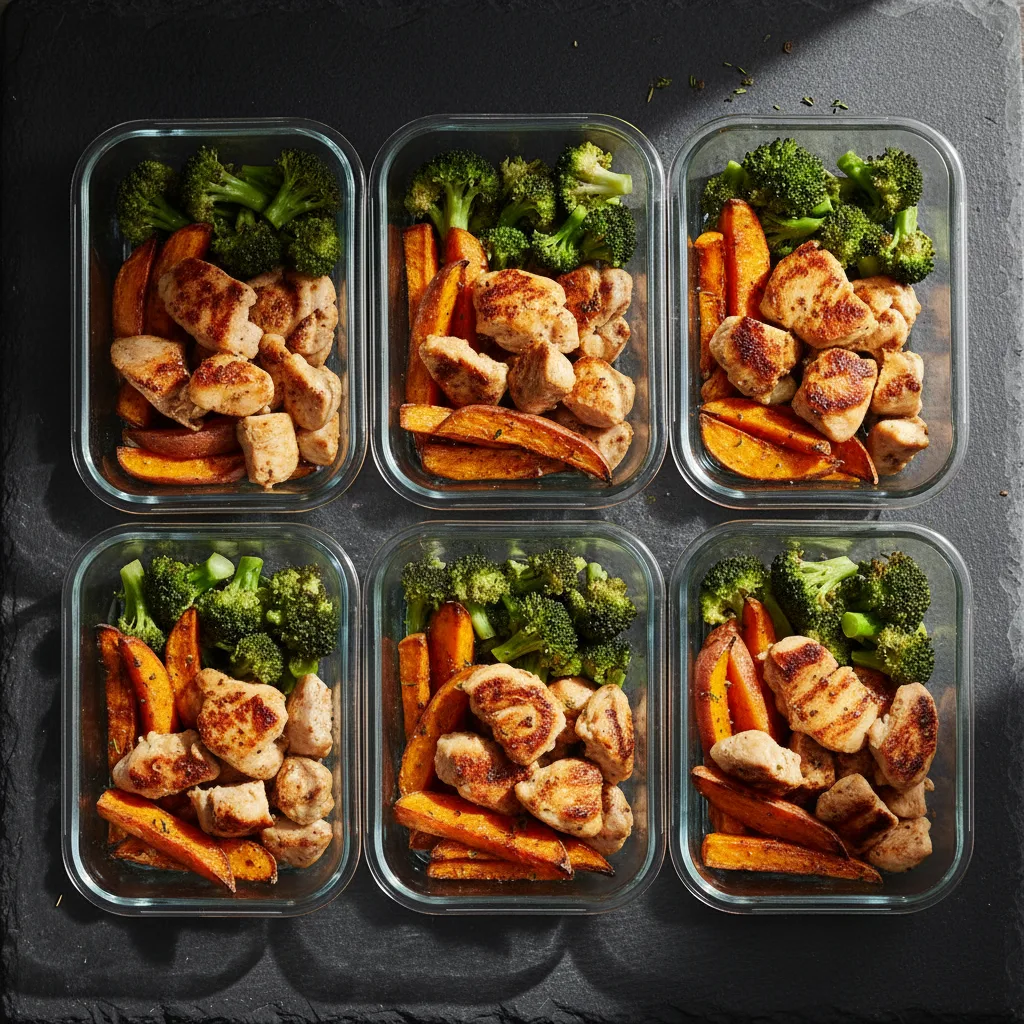 Marmita Fitness de Frango Suculento com Batata-Doce e Brócolis