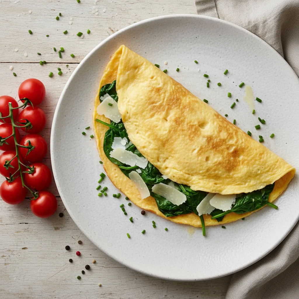 Omelete de Espinafre Cremoso e Fácil