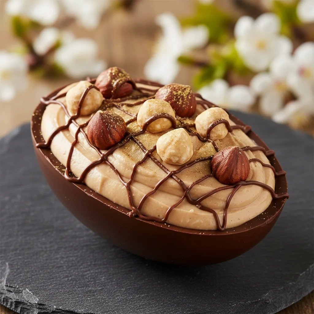 Ovo de Páscoa Gourmet de Colher: Explosão de Avelã e Ouro