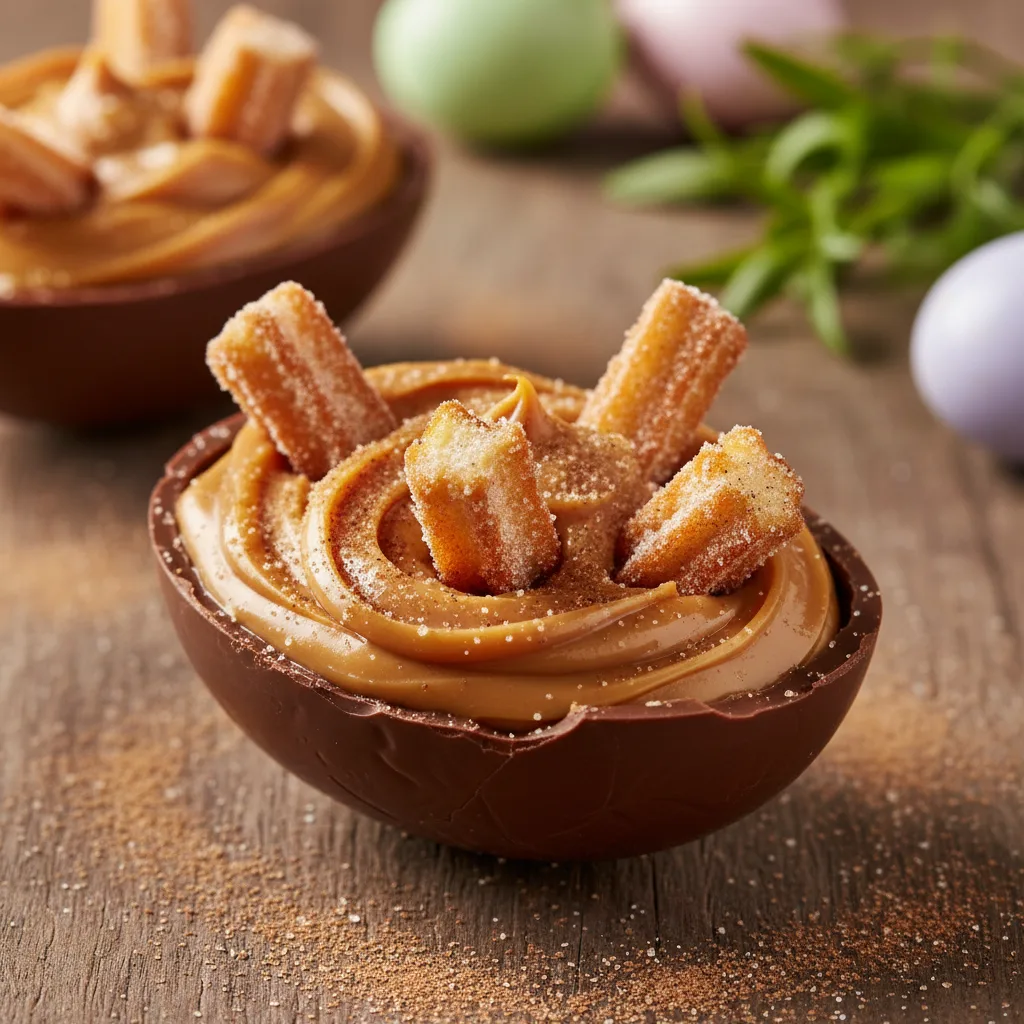 Ovo de Páscoa de Churros Recheado com Doce de Leite