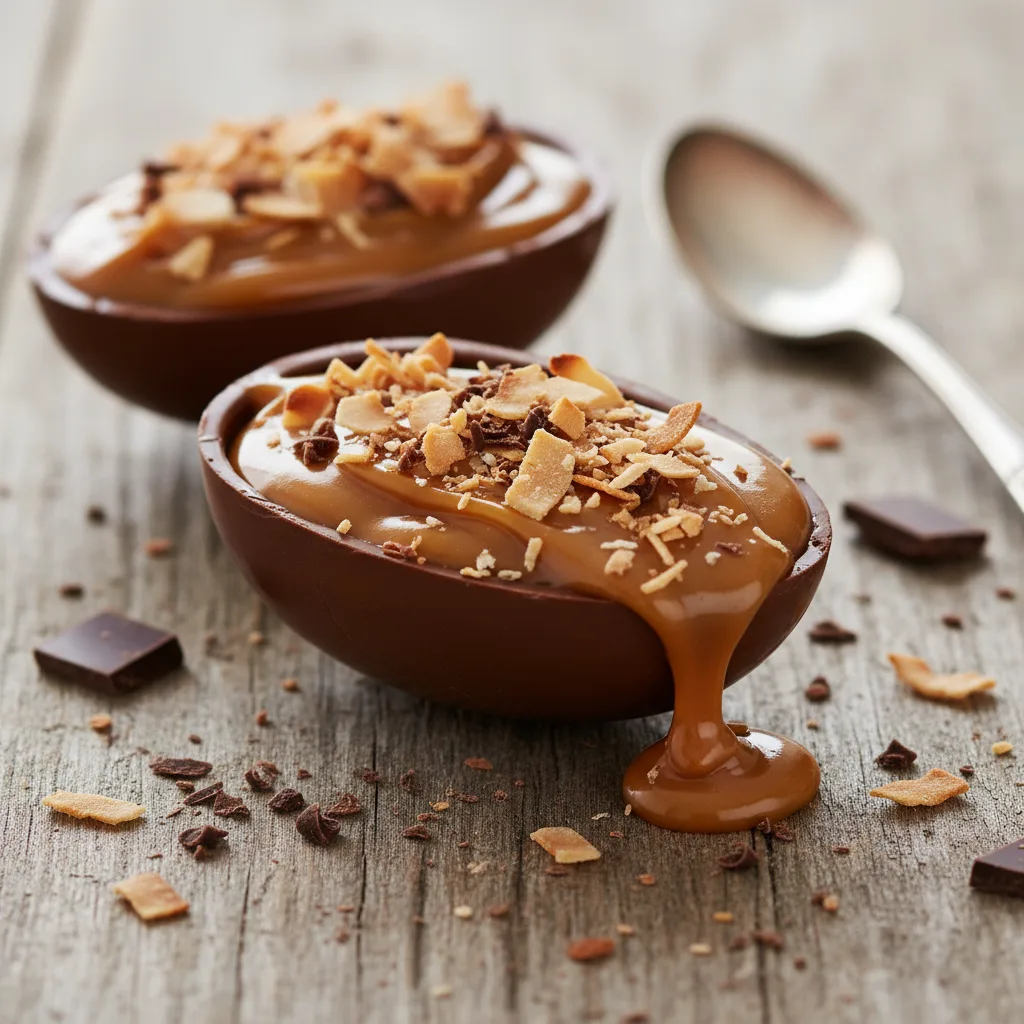 Ovo de Páscoa de Doce de Leite com Coco Queimado