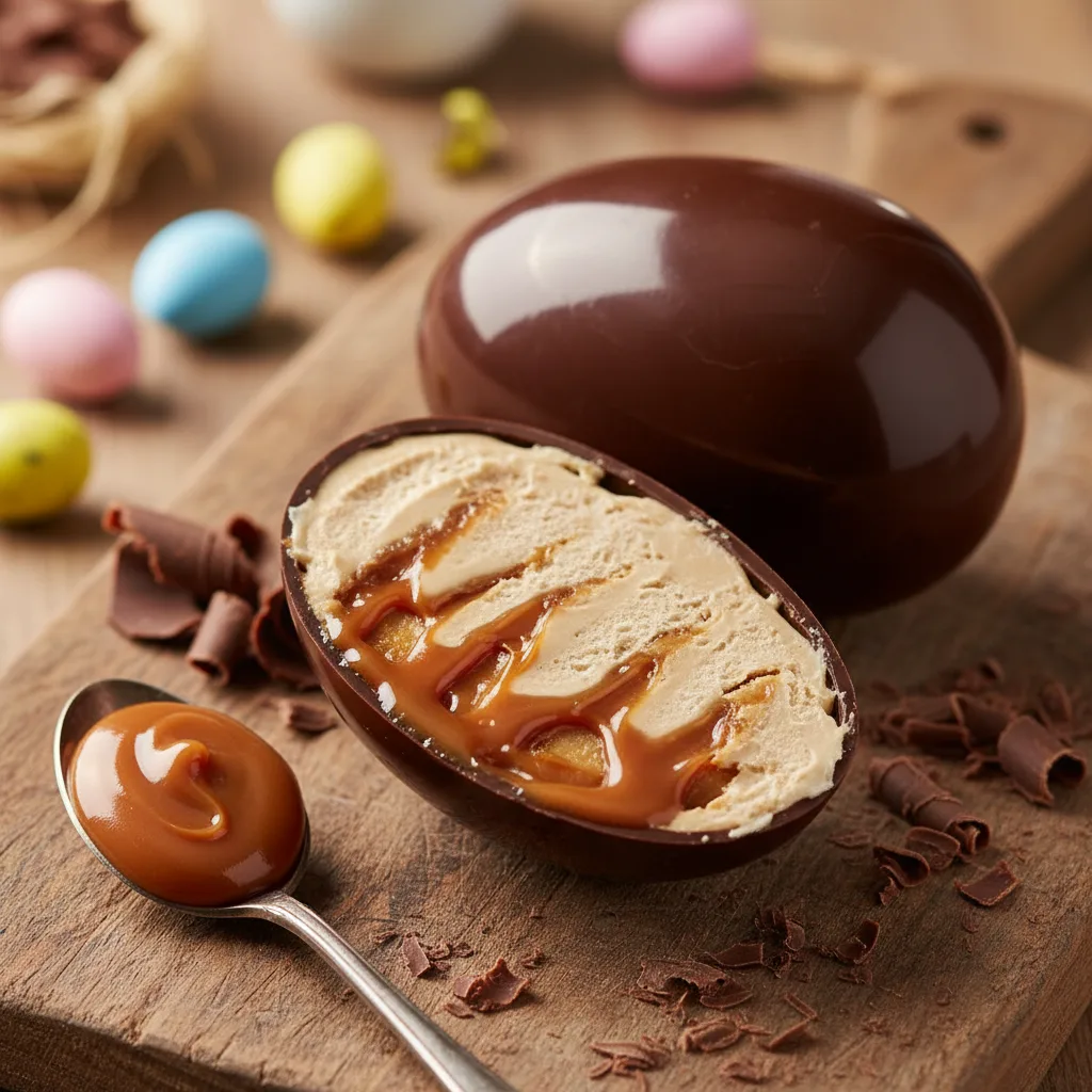 Ovo de Páscoa Trufado com Chocolate e Caramelo