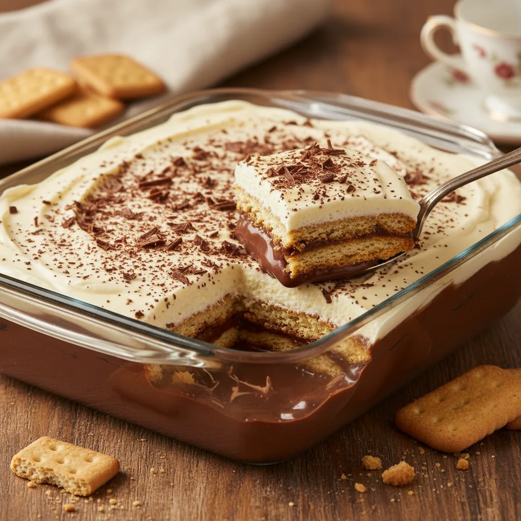 Pavê de Bolacha Maizena com Creme de Chocolate