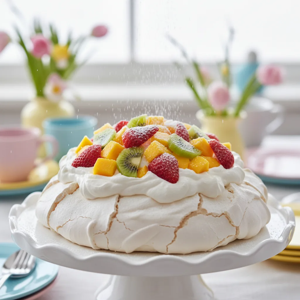 Pavlova de Páscoa com Creme de Coco