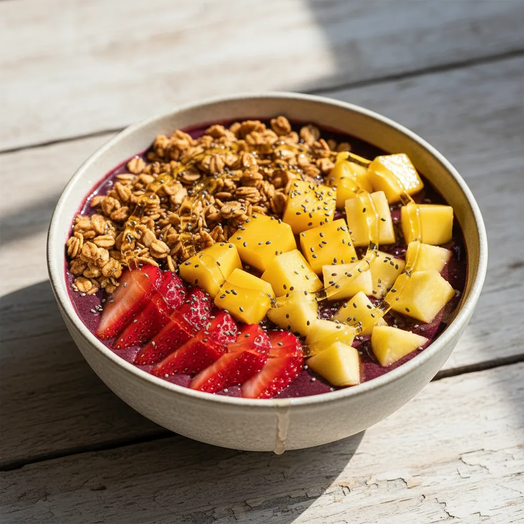Açaí com Granola e Frutas Tropicais