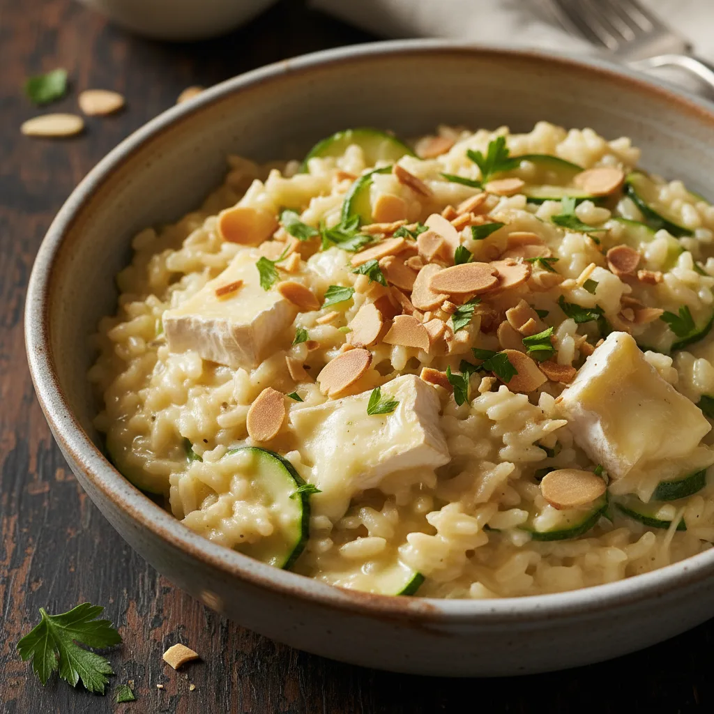 Risoto de Abobrinha com Queijo Brie e Amêndoas
