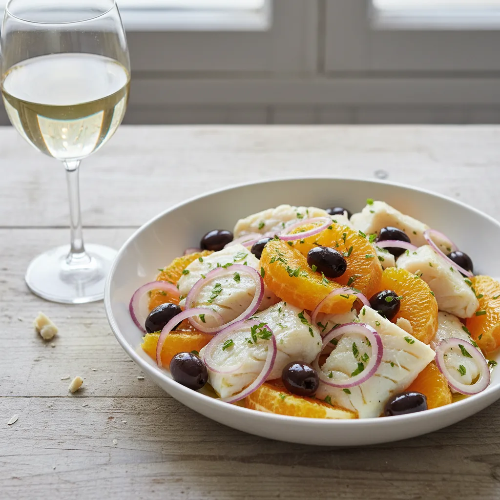 Salada de Laranja com Bacalhau Desfiado: Frescor Mediterrâneo