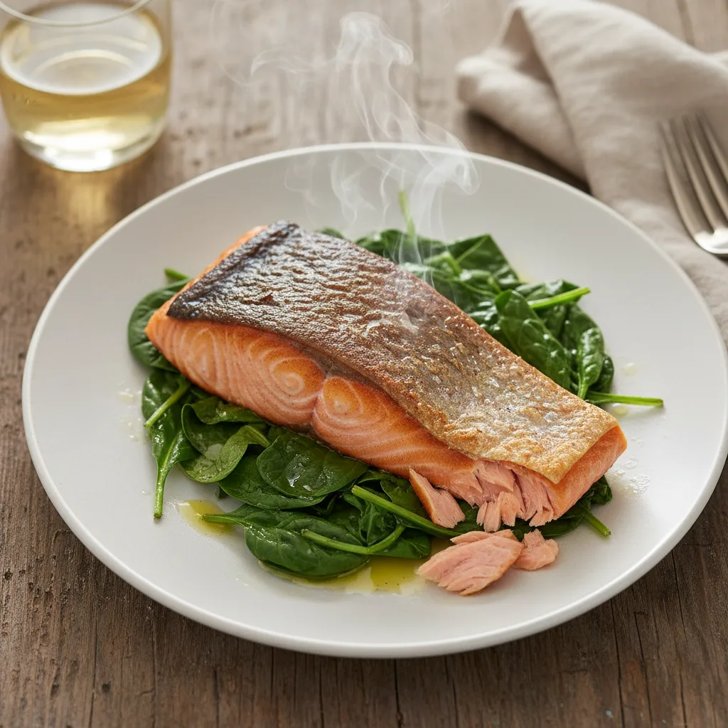 Salmão Grelhado com Espinafre: Jantar Leve e Rápido
