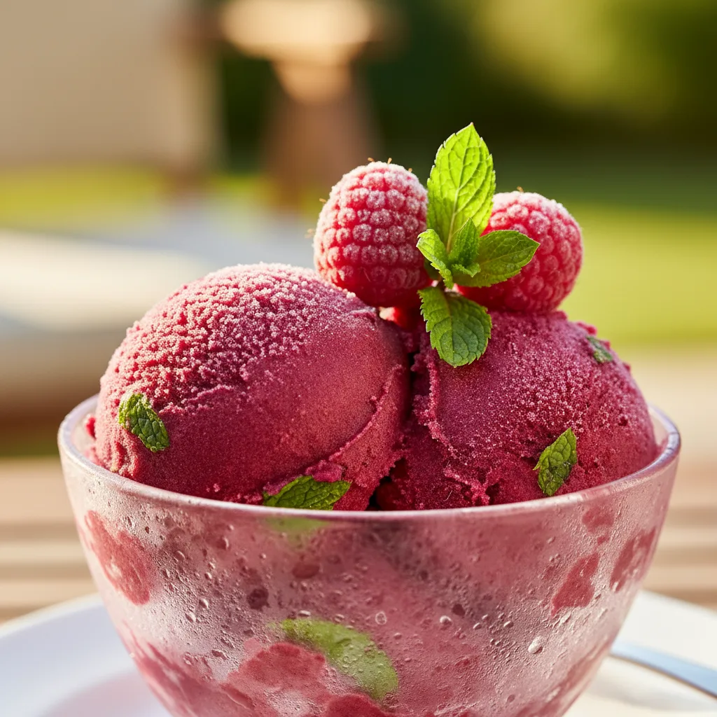 Sorbet de Framboesa com Hortelã Para Dias Quentes