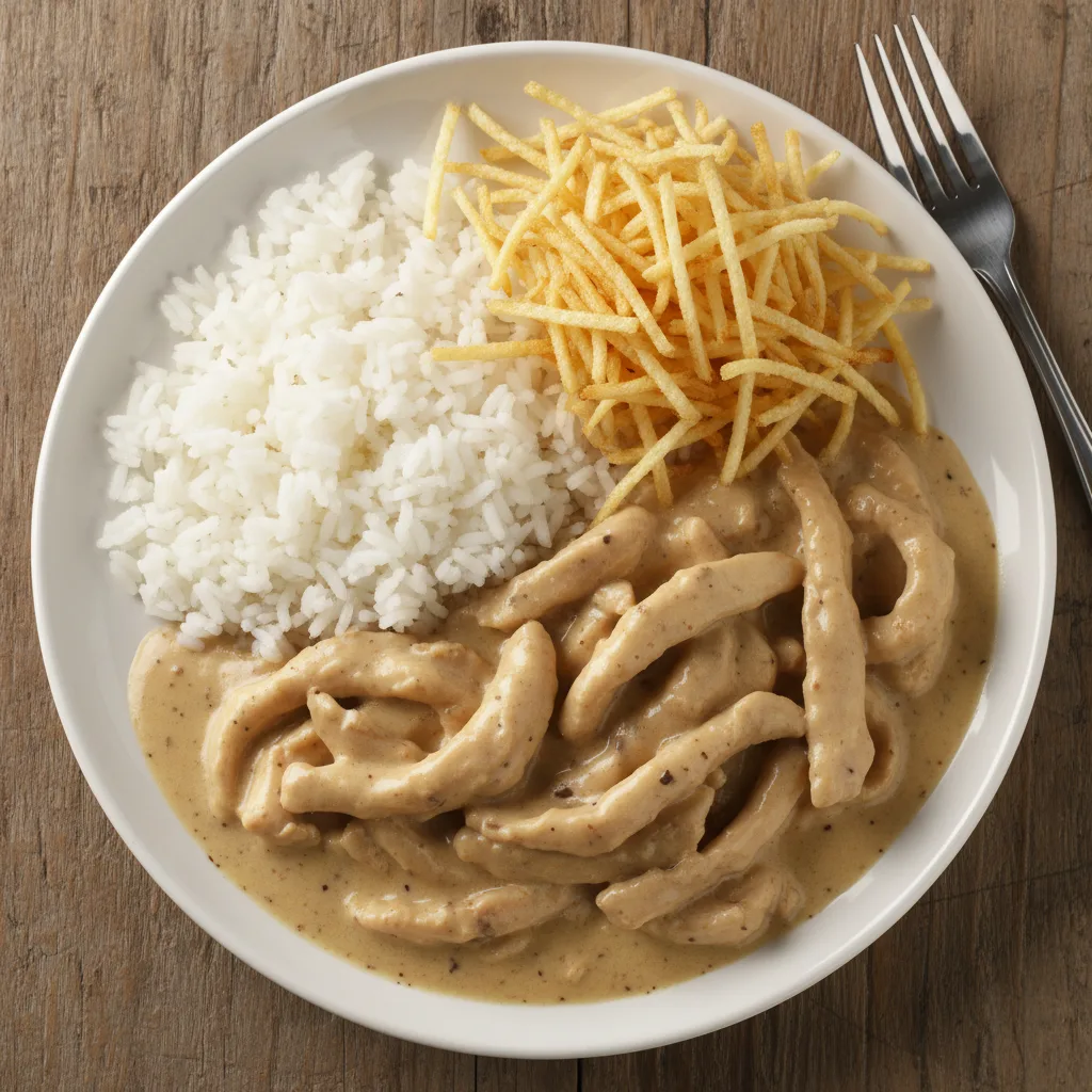 Strogonoff de Frango com Batata Palha: Rápido e Irresistível