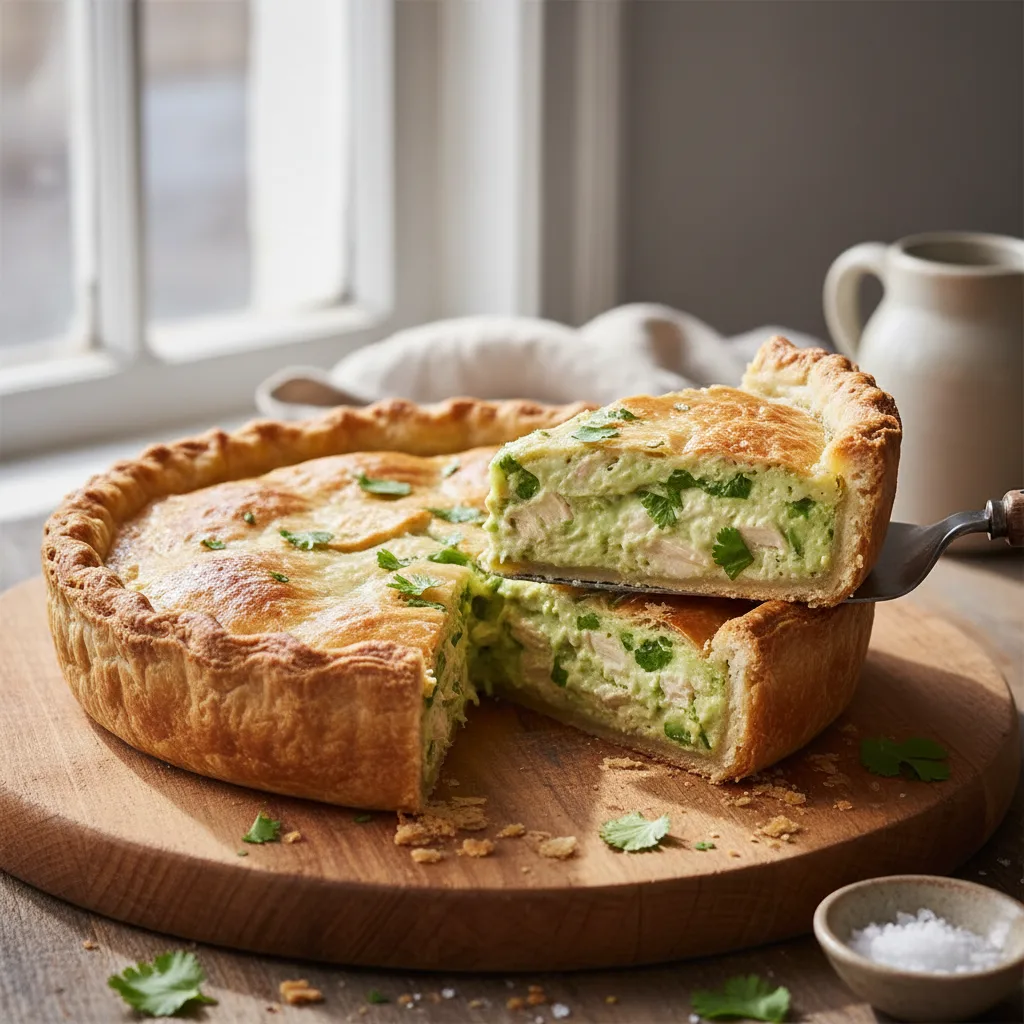 Torta Salgada de Abacate com Frango e Coentro